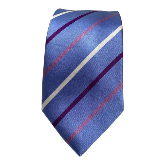 115 $ DAVID DONAHUE Blue Striped Silk Tie Hand Made In USA 59